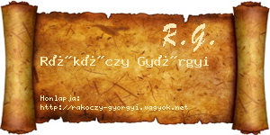 Rákóczy Györgyi névjegykártya